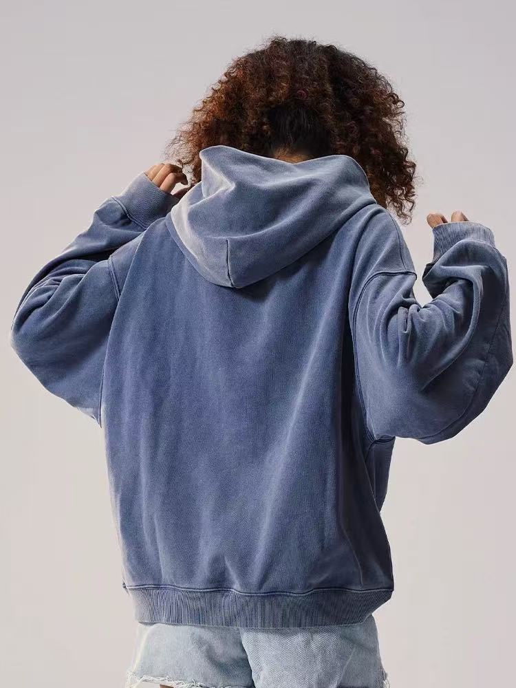 REMEDY Washed Distressed Printing Hoodie