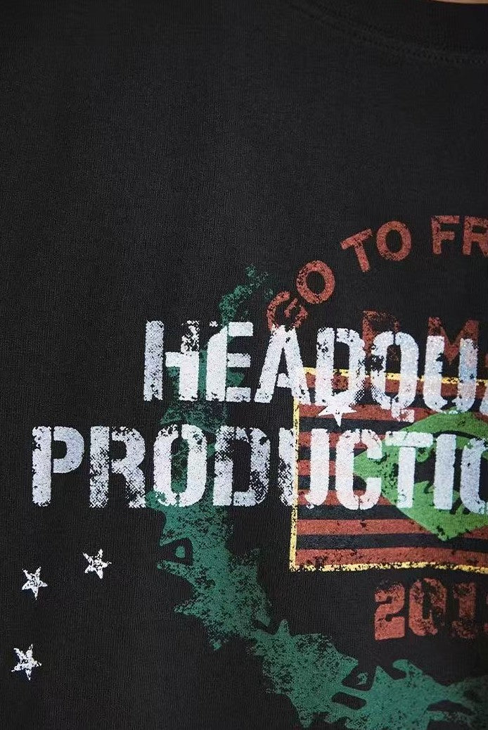 REMEDY Distressed Letter Print Short-sleeve T-shirt