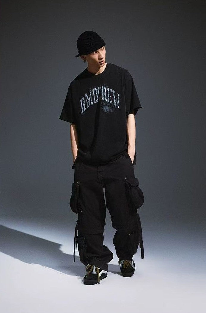 REMEDY Distressed Letter Print Short-sleeve T-shirt