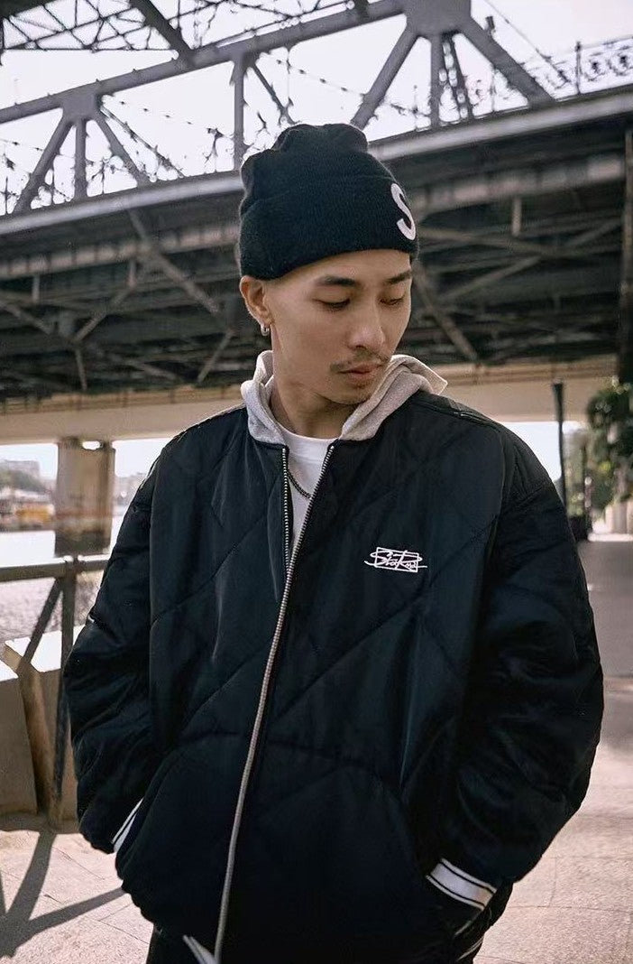 REMEDYxSTA Embroidered Quilted Baseball Hooded Jersey