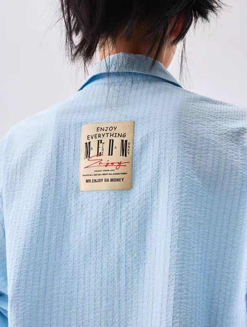 MEDM Letter Embroidered Long- sleeve T-shirt