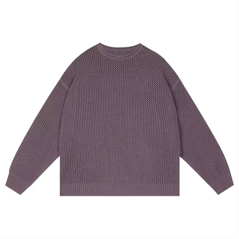 WASSUP Hollow Round Collar Sweater