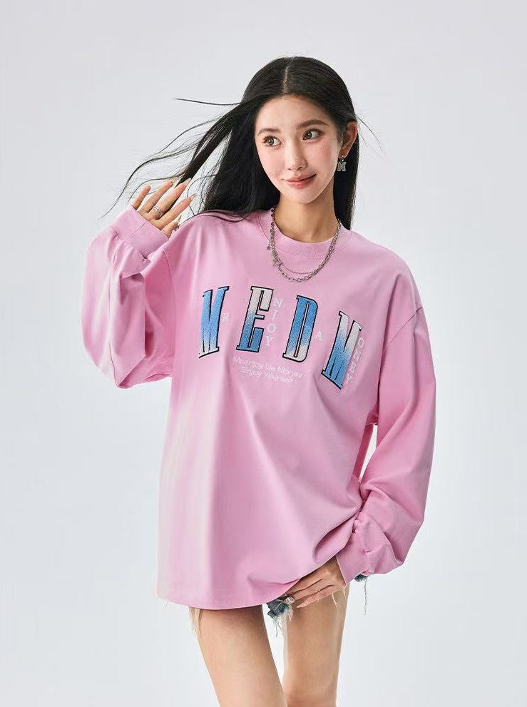 MEDM Toothbrush Embroidered Patch Long-sleeved T-shirt