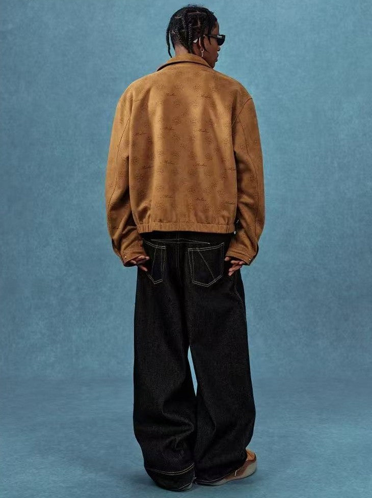 MEDM Suede Leather Brand Lapel Jacket