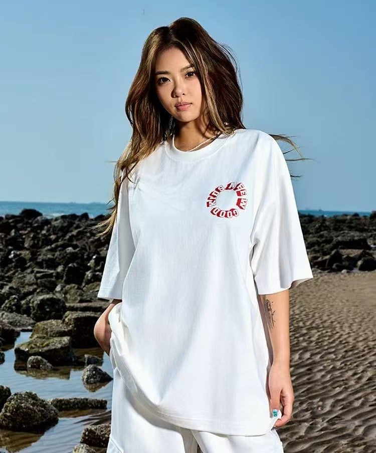 AFGK Slogan Letter Print Short-sleeved T-shirt