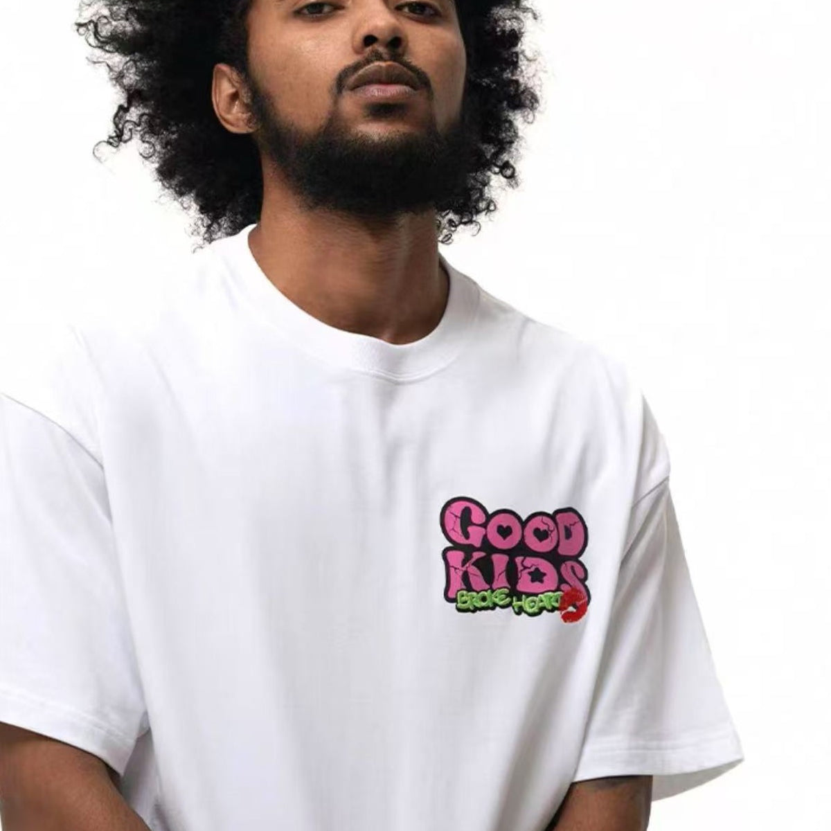 AFGK Letter Embroidered Short-sleeve T-shirt