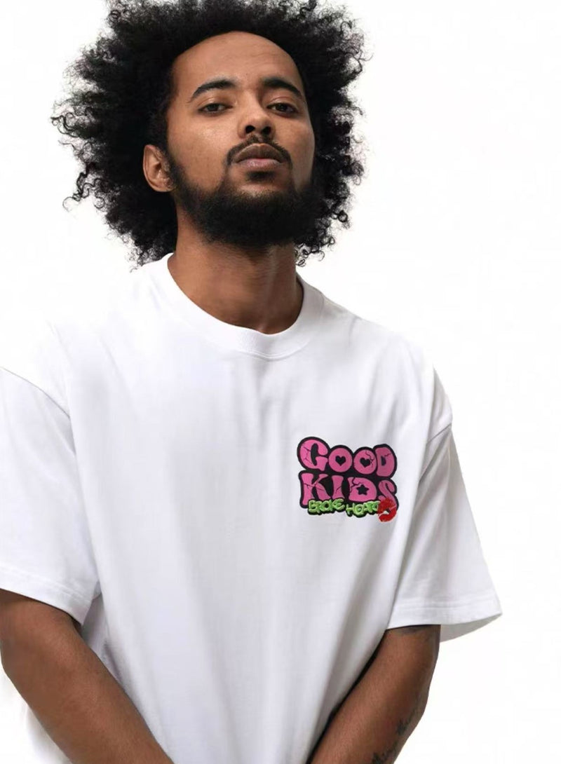 AFGK Letter Embroidered Short-sleeve T-shirt