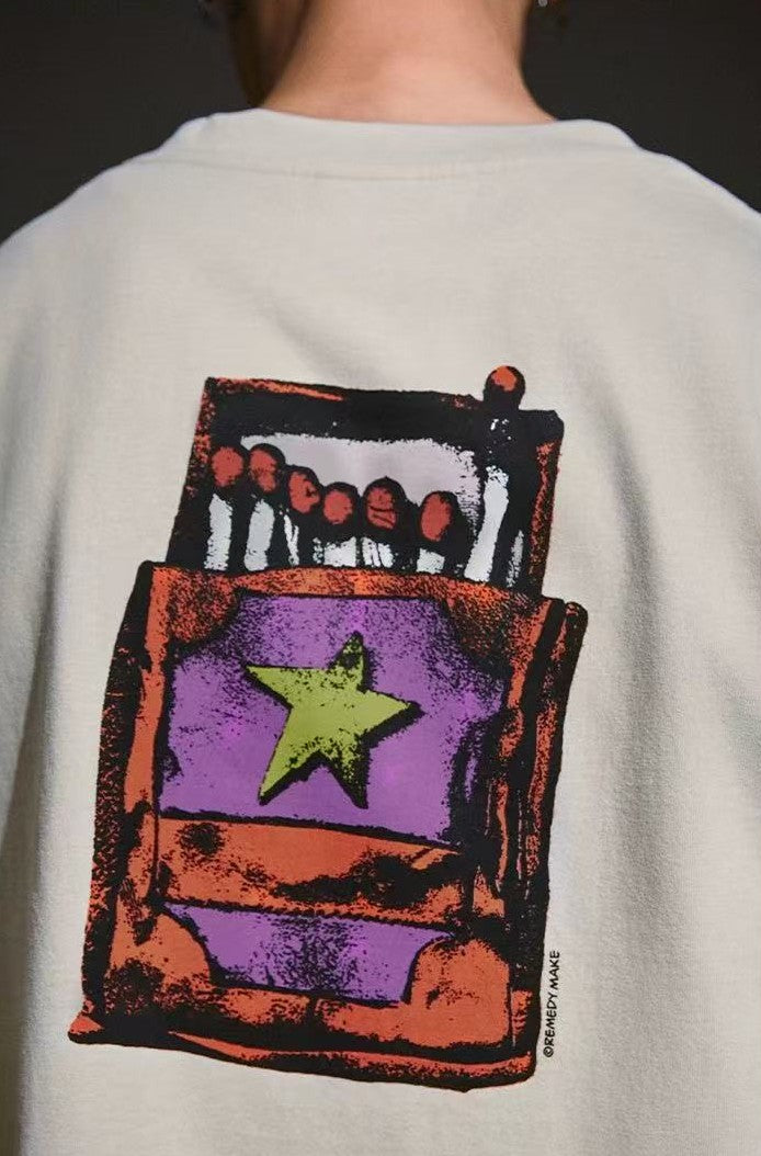 REMEDY Vintage War Cease Match Print Short-sleeve T-shirt