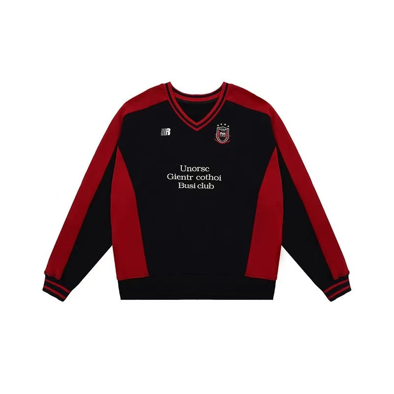 FDR Badge V-neck Contrasting Colors Sweater