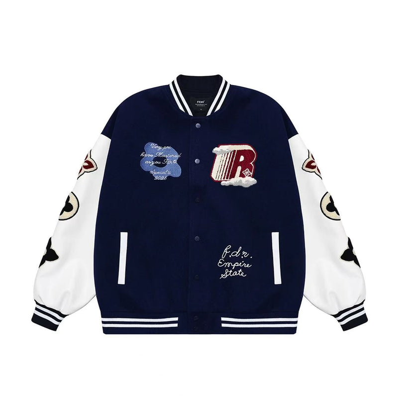 FDR R Logo Cloud Towel Embroidered Varrsity Jacket