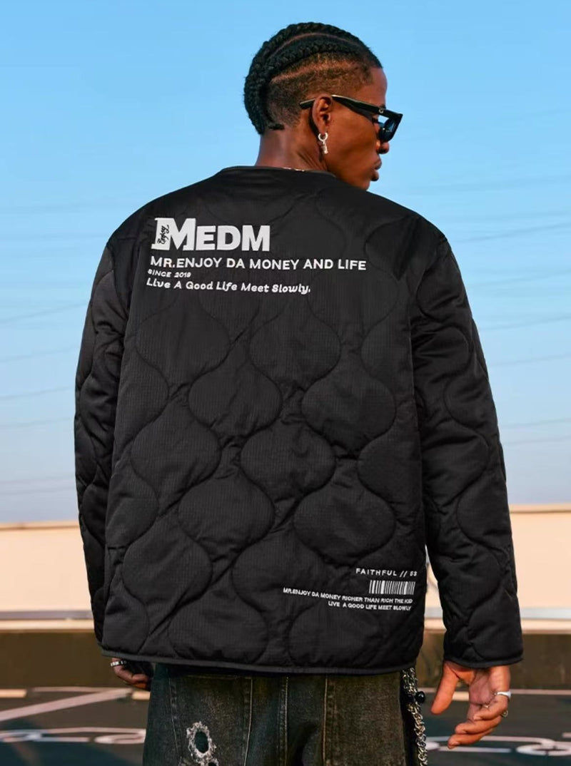 MEDM Embroidery Font Typesetting Cotton Coat