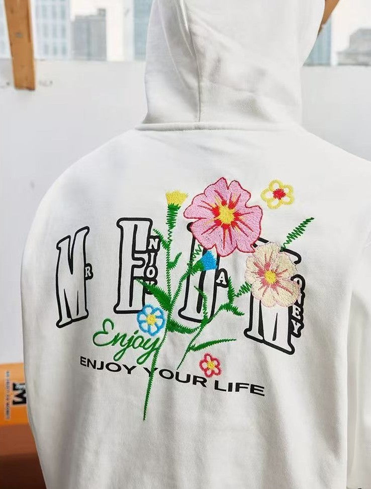MEDM Chain Embroidered Flower Large M Zipper Hoodie