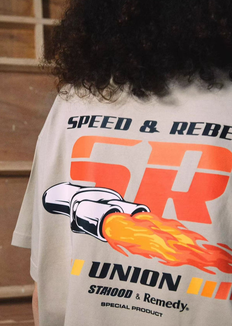 REMEDYxSTA SR Car Engine Printed Short-sleeve T-shirt