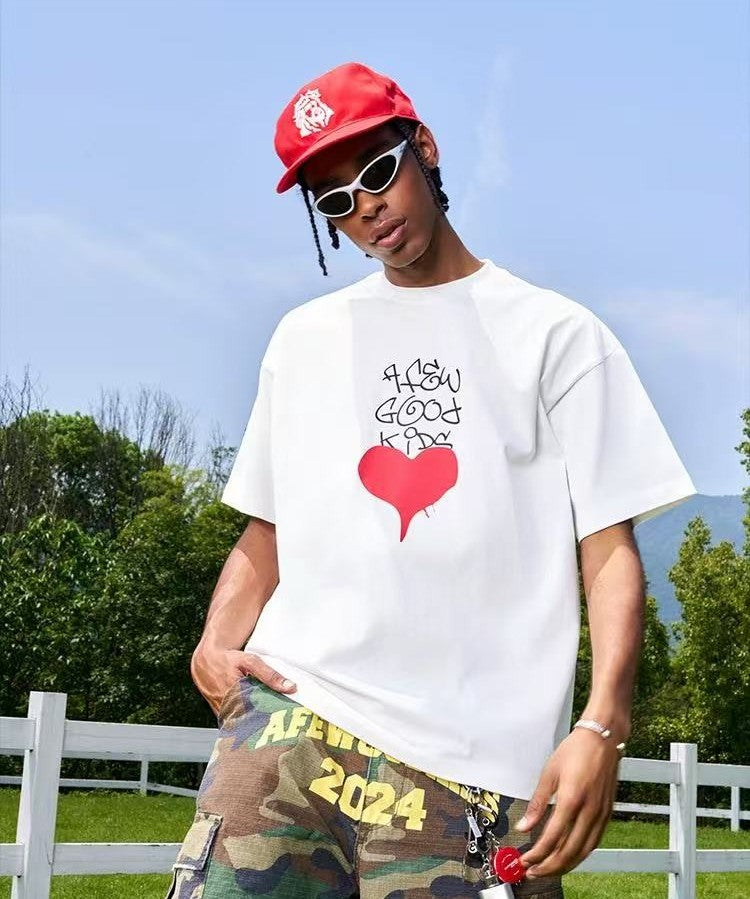 AFGK Valentine's Day Love Graffiti Letter Print Short Sleeve T-Shirt