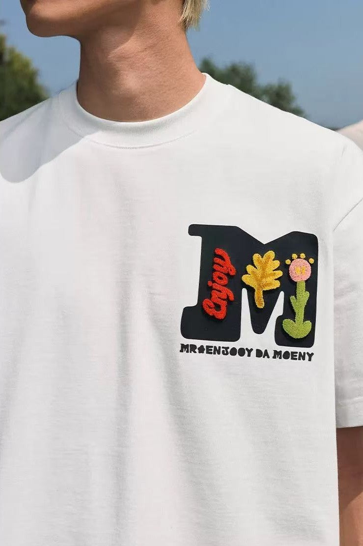 MEDM Toothbrush Embroidered Floral Short-sleeved T-shirt