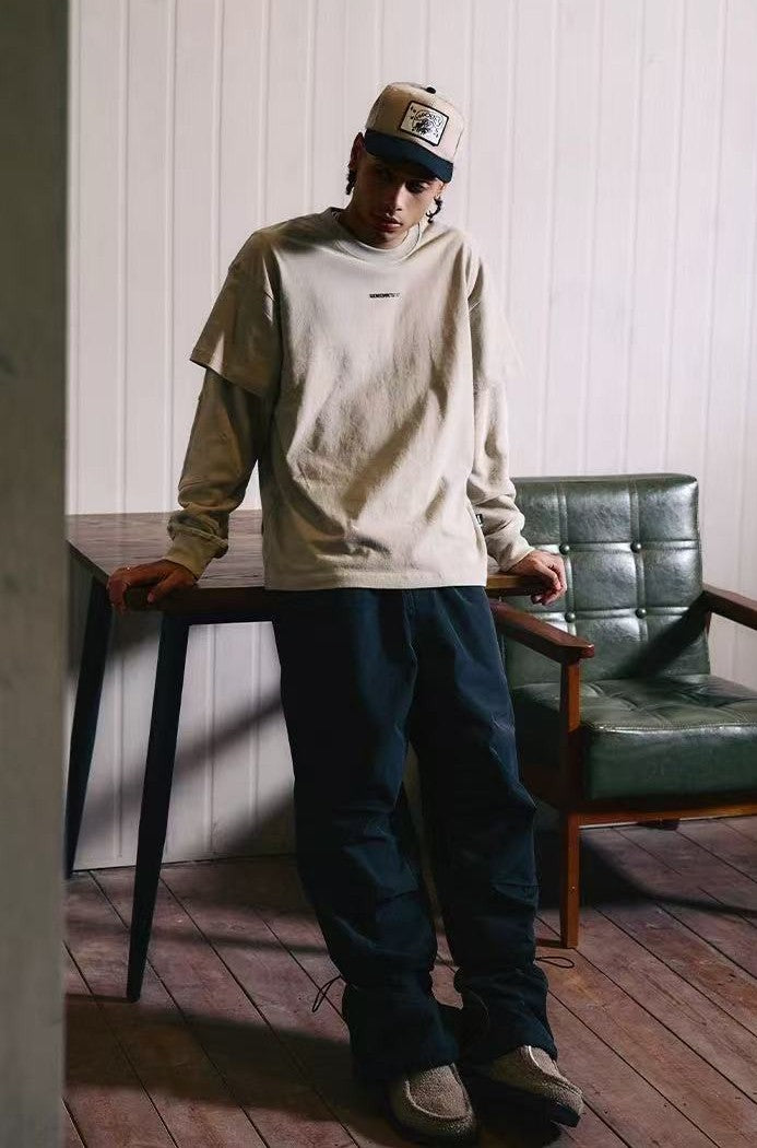 REMEDY Fake Two Piece Waffle Long-sleeve Tee