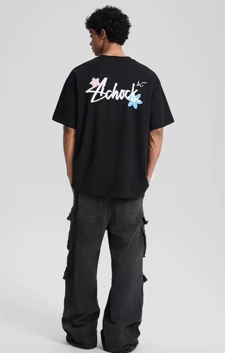 ACHOCK Flower Printed Logo T-shirts