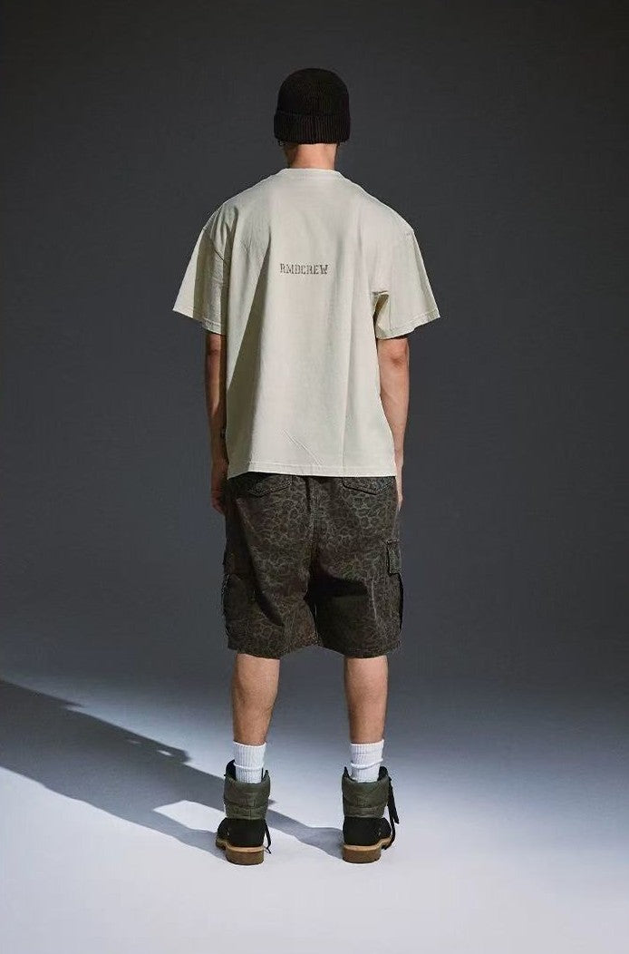 REMEDY Peace Cartoon Print Distressed Short-sleeve T-shirt