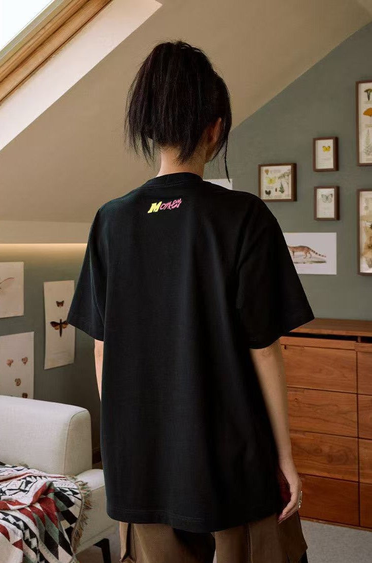 MEDM Candle Flame Embroidered Short-sleeved T-shirt