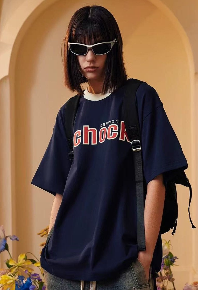 ACHOCK Suede Foam Printed Short-sleeved T-shirt