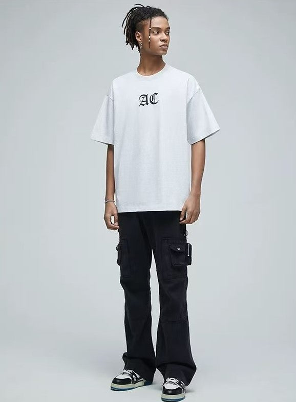 ACHOCK Multicolor Basic Logo Letter Print Short-sleeves T-shirts