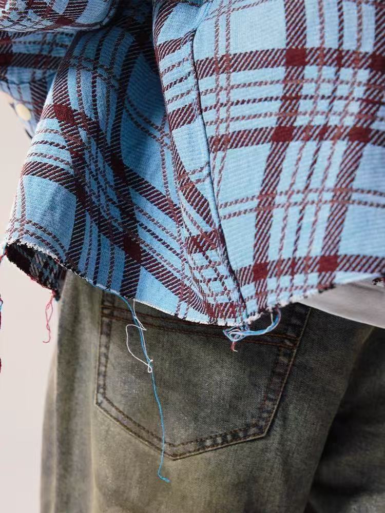 REMEDY Double-sided Plaid Pattern Long-sleeve Shirt