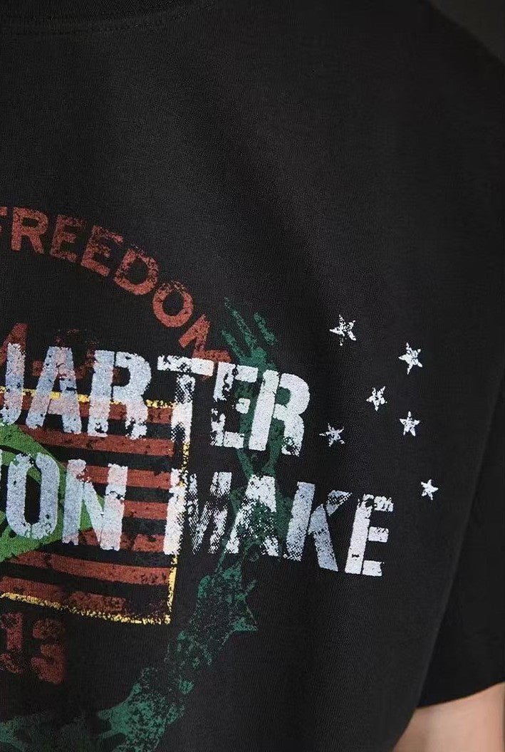 REMEDY Distressed Letter Print Short-sleeve T-shirt