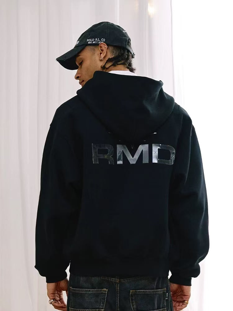 REMEDY Octagram Star Logo Print Hooded Zipper Sweatshirt