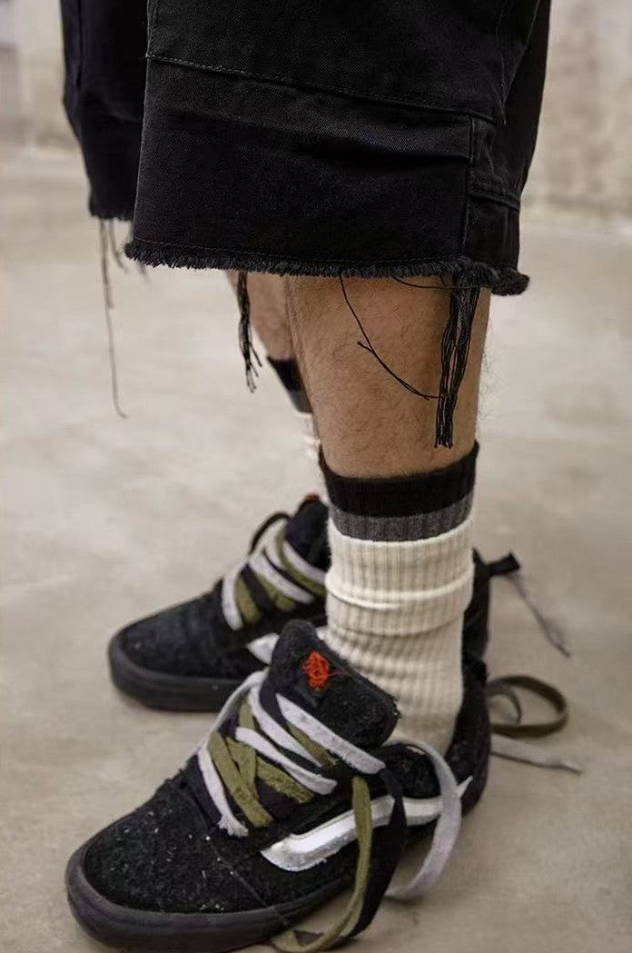 REMEDY Washed Fringed Cargo Shorts