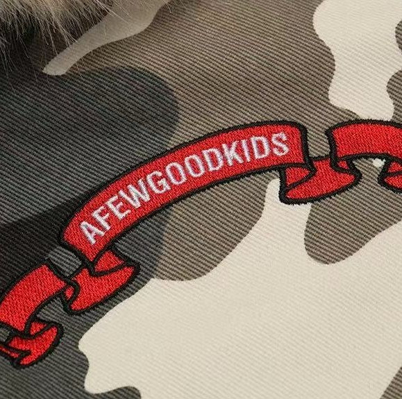 AFGK Camouflage Fur Collar Cotton Jacket