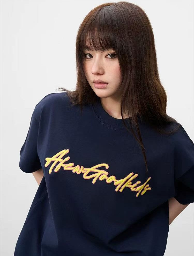 AFGK High-foam Embroidered Short-sleeved T-shirt