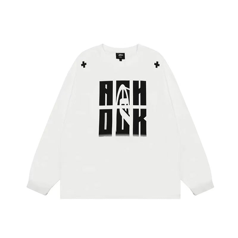 ACHOCK Heavy Letter Print Long-sleeve T-shirt