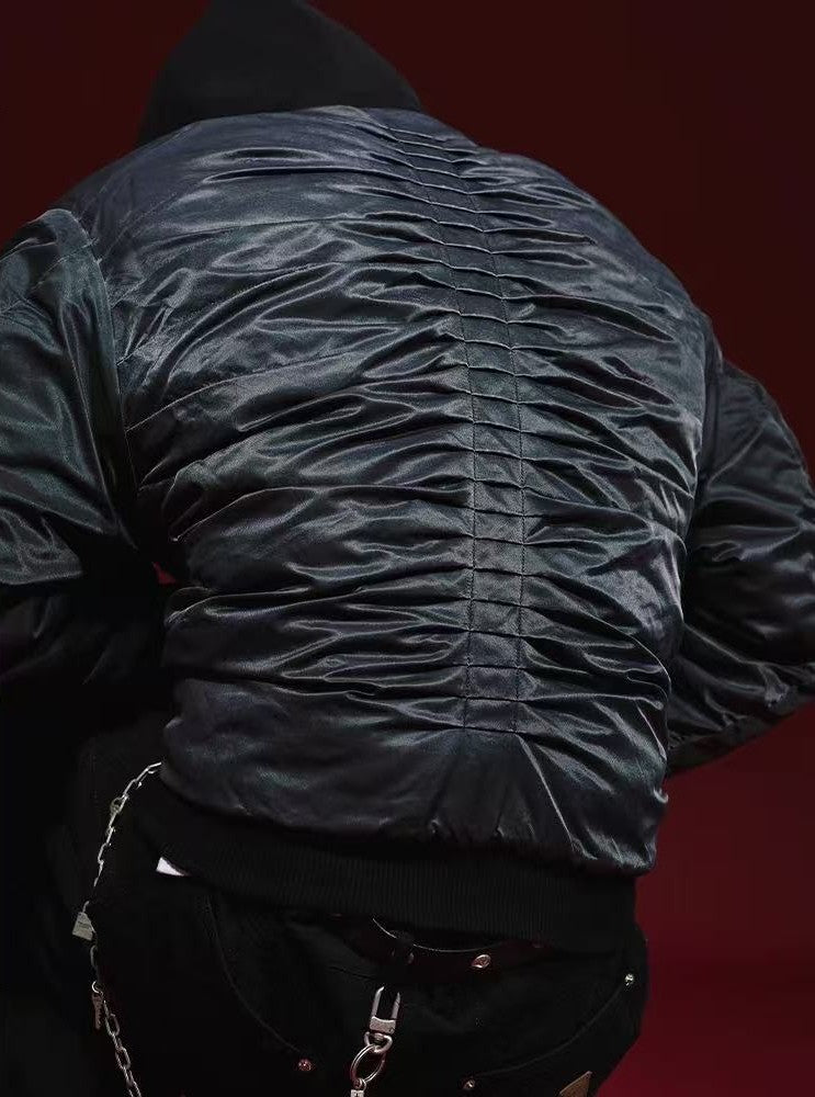 REMEDY Pleated Quilted  Bomber Jacket