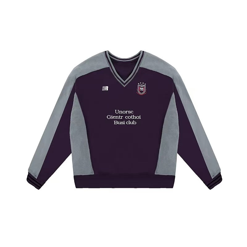 FDR Badge V-neck Contrasting Colors Sweater