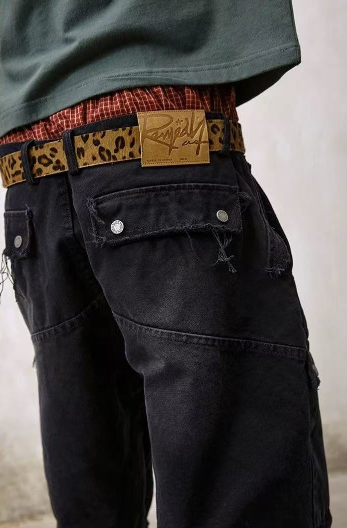 REMEDY Washed Fringed Cargo Shorts