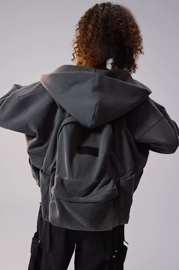 REMEDY Logo Print Hooded Backpack Sweatshirt