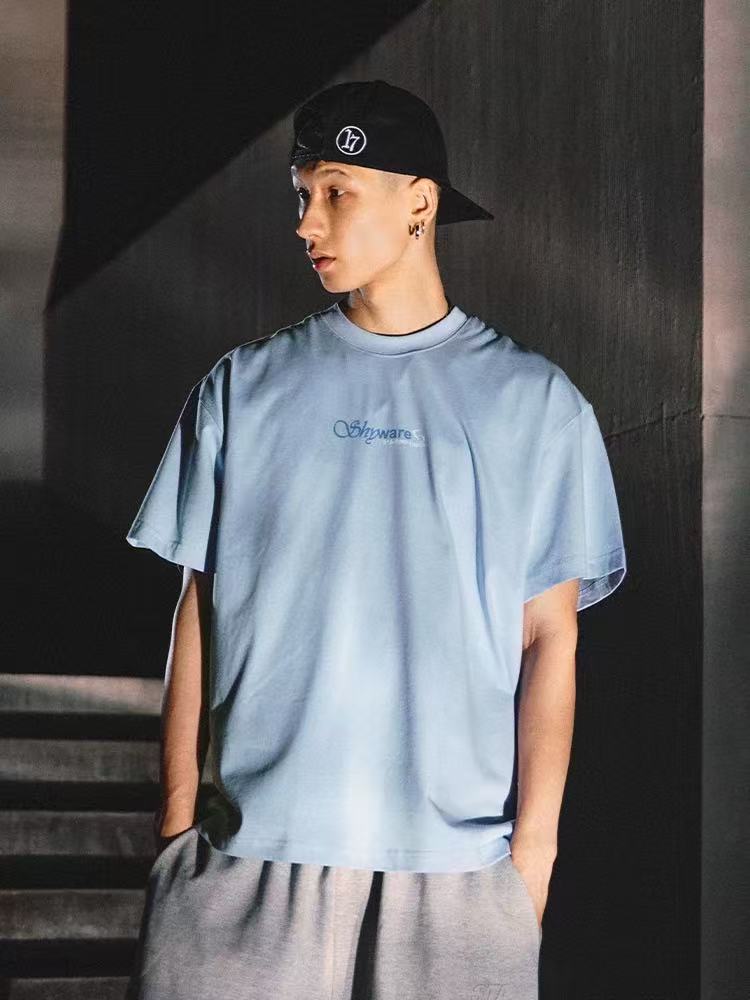 REMEDY Water Ripple Letter Print Short-sleeved T-shirt