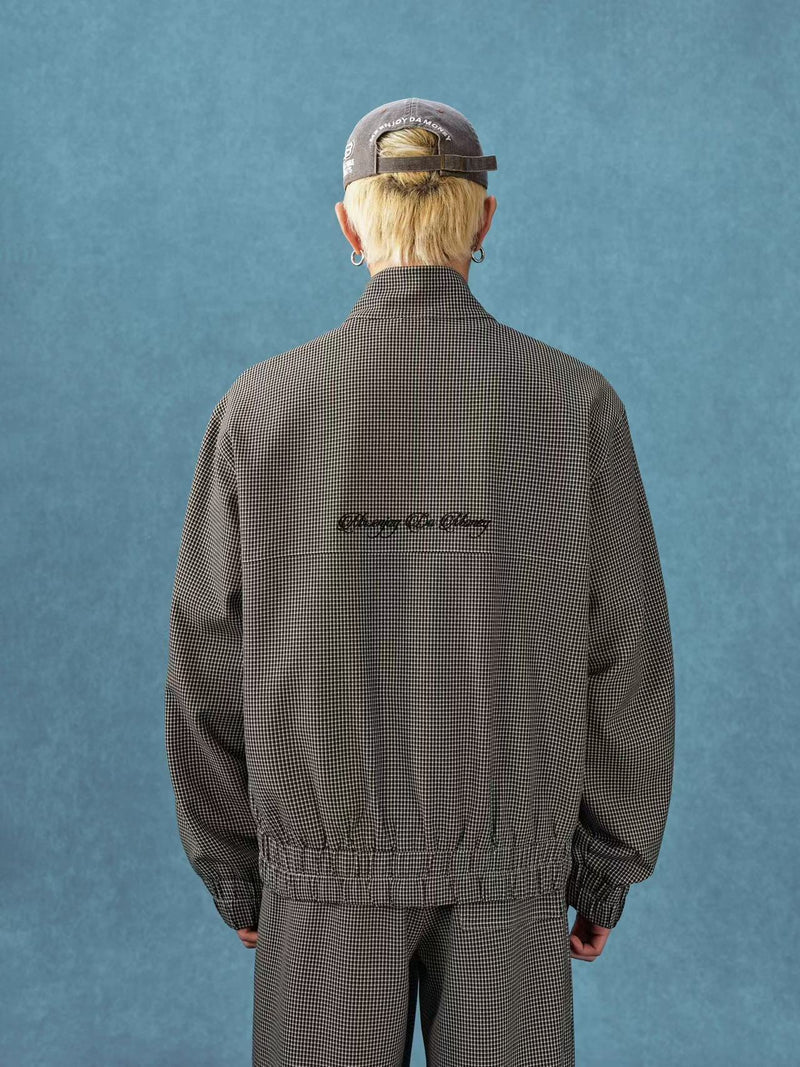 MEDM Houndstooth Stand Collar Casual Jacket