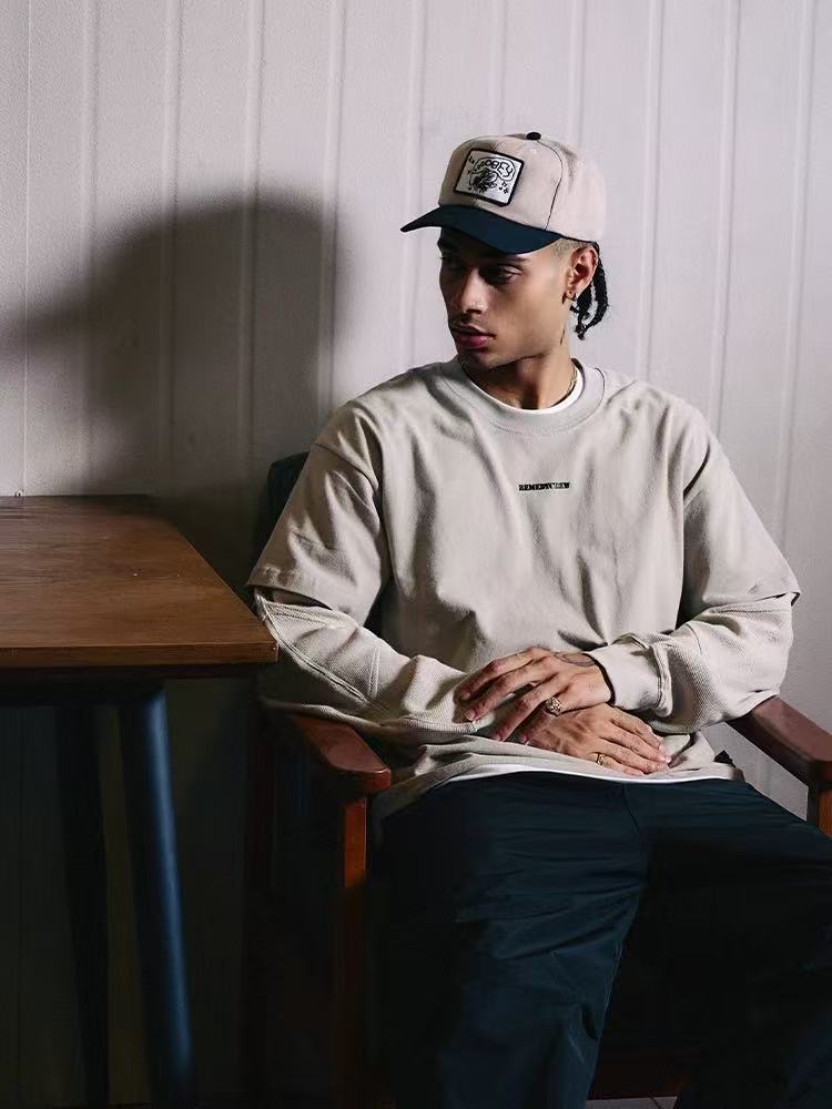 REMEDY Fake Two Piece Waffle Long-sleeve Tee