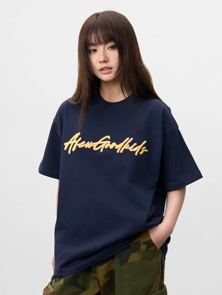 AFGK High-foam Embroidered Short-sleeved T-shirt