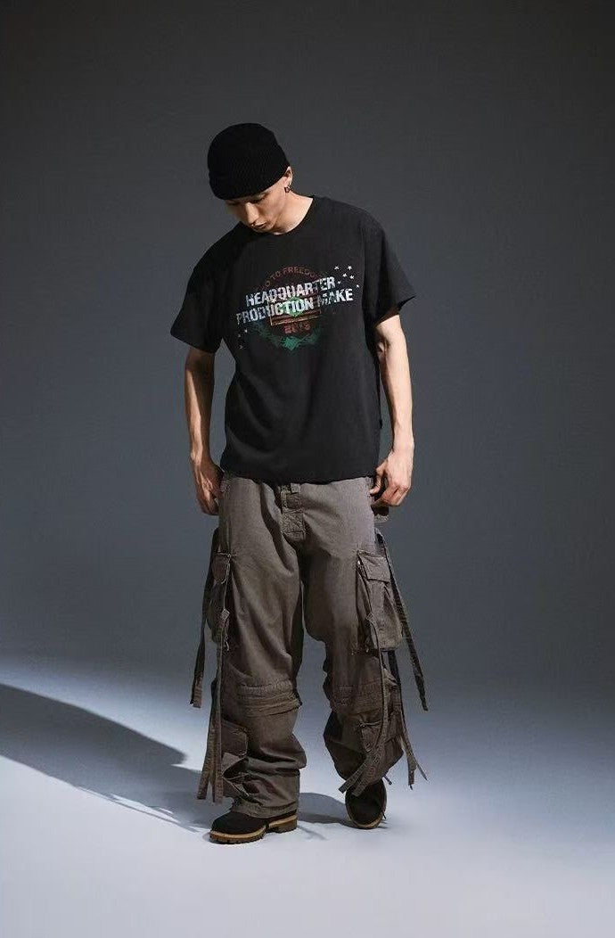 REMEDY Distressed Letter Print Short-sleeve T-shirt