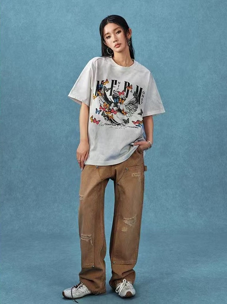 MEDM Angel Butterfly Washed Short Sleeve T-Shirt
