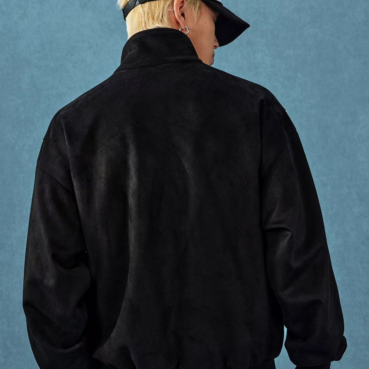 MEDM Stand Collar Suede Paneled Jacket