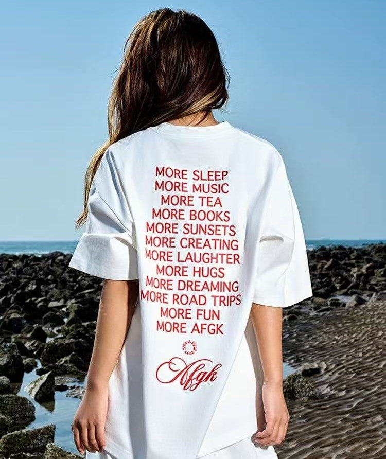 AFGK Slogan Letter Print Short-sleeved T-shirt
