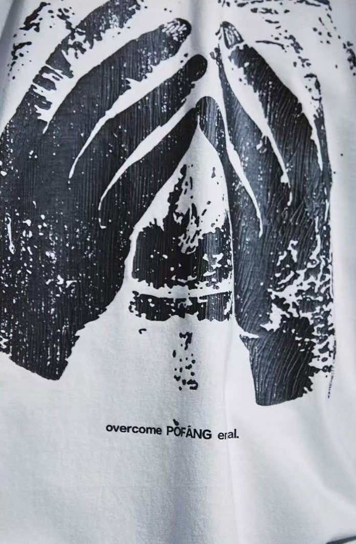 REMEDY Portrait Crackle Print Short-sleeved T-shirt