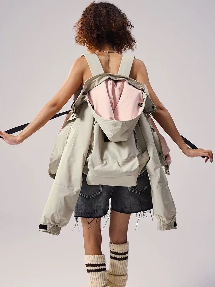 REMEDY Logo Print Backpacking Trench Coat