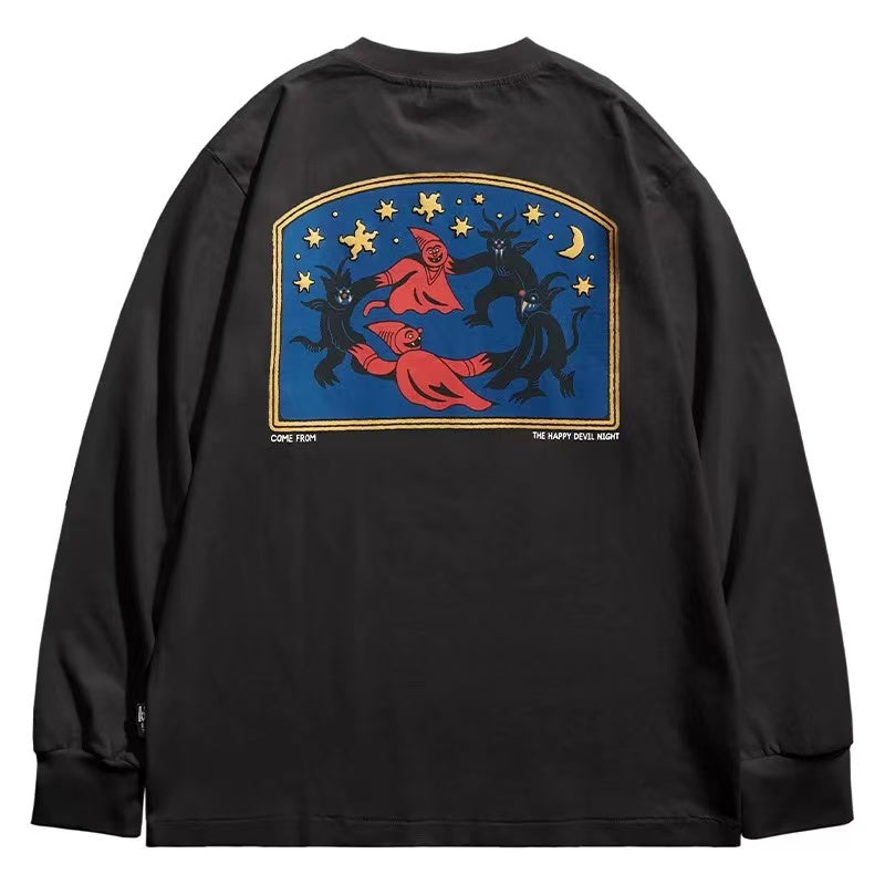 REMEDY Happy Devil Night Print Long-sleeve Tee
