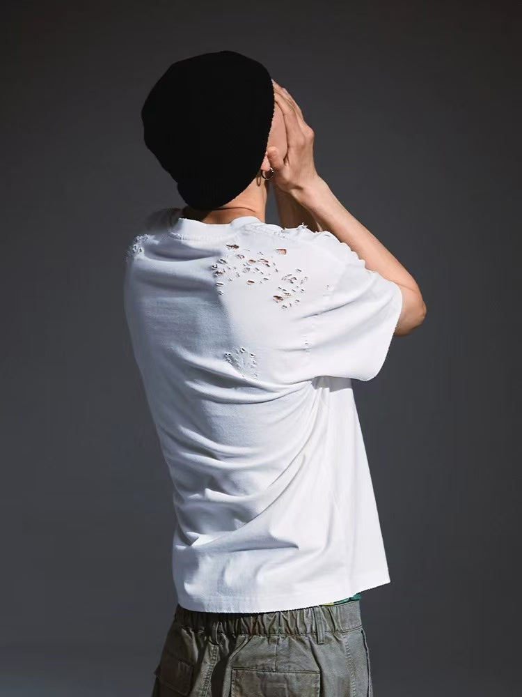 REMEDY Retro Distressed Short-sleeved T-shirt
