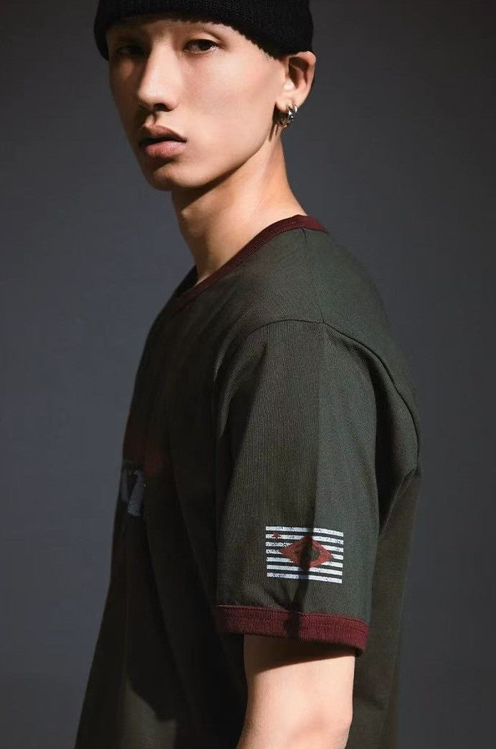 REMEDY Contrast Ribbed Short-sleeved T-shirt