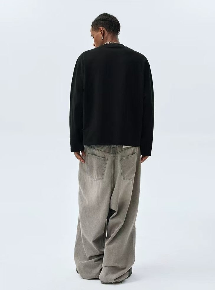MEDM Washed Cropped Long-sleeve T-Shirt